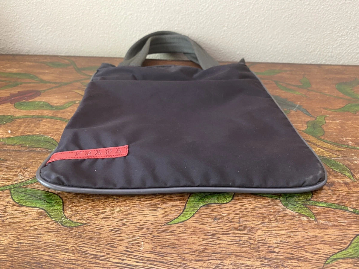 PRADA SPORT Small Dark GRAY NYLON FLAT TOTE Art#: 4VA071 Authentic! Vintage EUC!