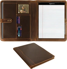 Leather Portfolio Organizer Folio Padfolio Binder Folder for Men Women Business