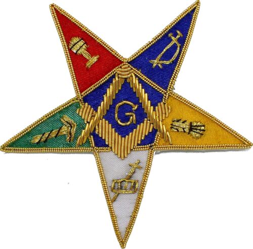 MASONIC ORDER OF EASTERN STAR OES EMBLEM G PATCH HAND EMBROIDERED Best Quality - Afbeelding 1 van 3