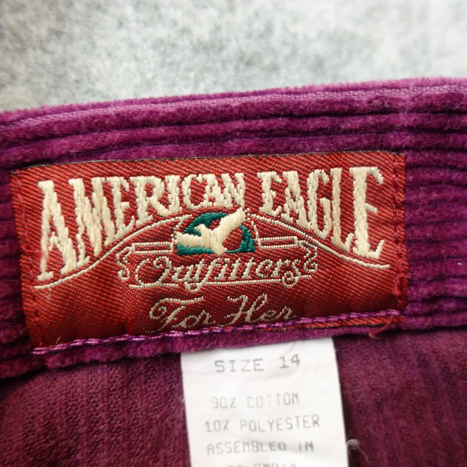Vintage 90s Corduroy Shorts Womens S AMERICAN EAGLE Burgundy Preppy 30/5 - Image 3 of 4