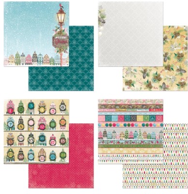 BoBunny Christmas Village 1x Scrapbooking Papier Weihnachts Dorf 30,5x30,5cm