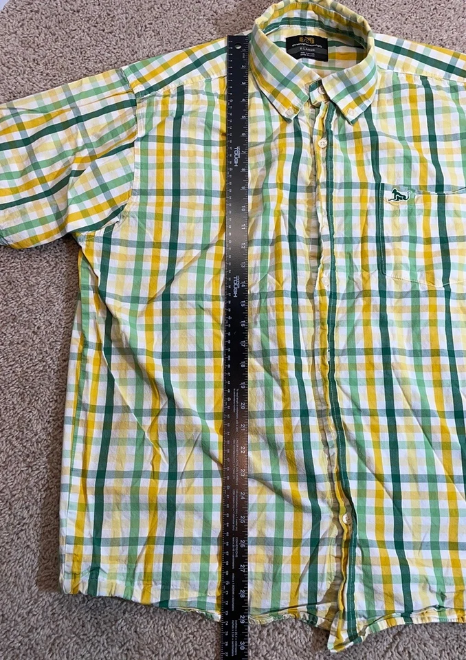 2 Drunknmunky Mens Short Sleeved Shirts Green/Yellow, Blue  Plaid Both Size XL - Image 4 of 4