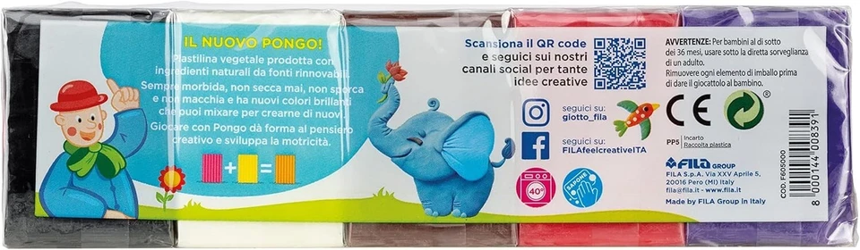 Plastilina Pongo Giotto 10 Colori Pasta da Modellare Confezione 500gr 10 Colori - Immagine 3 di 4