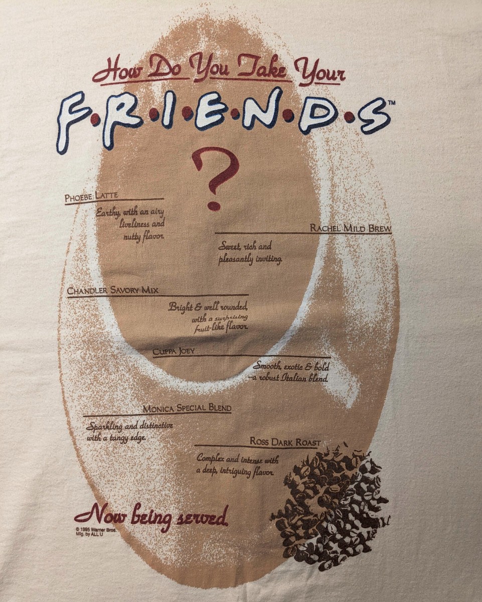 Vintage 1995 Friends TV Show Central Perk Coffee Parody T-shirt Large L Cotton View 2
