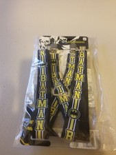 DC COMICS BATMAN ADJUSTABLE CLIP ON SUSPENDERS LOGO GRAPHICS W/TAG