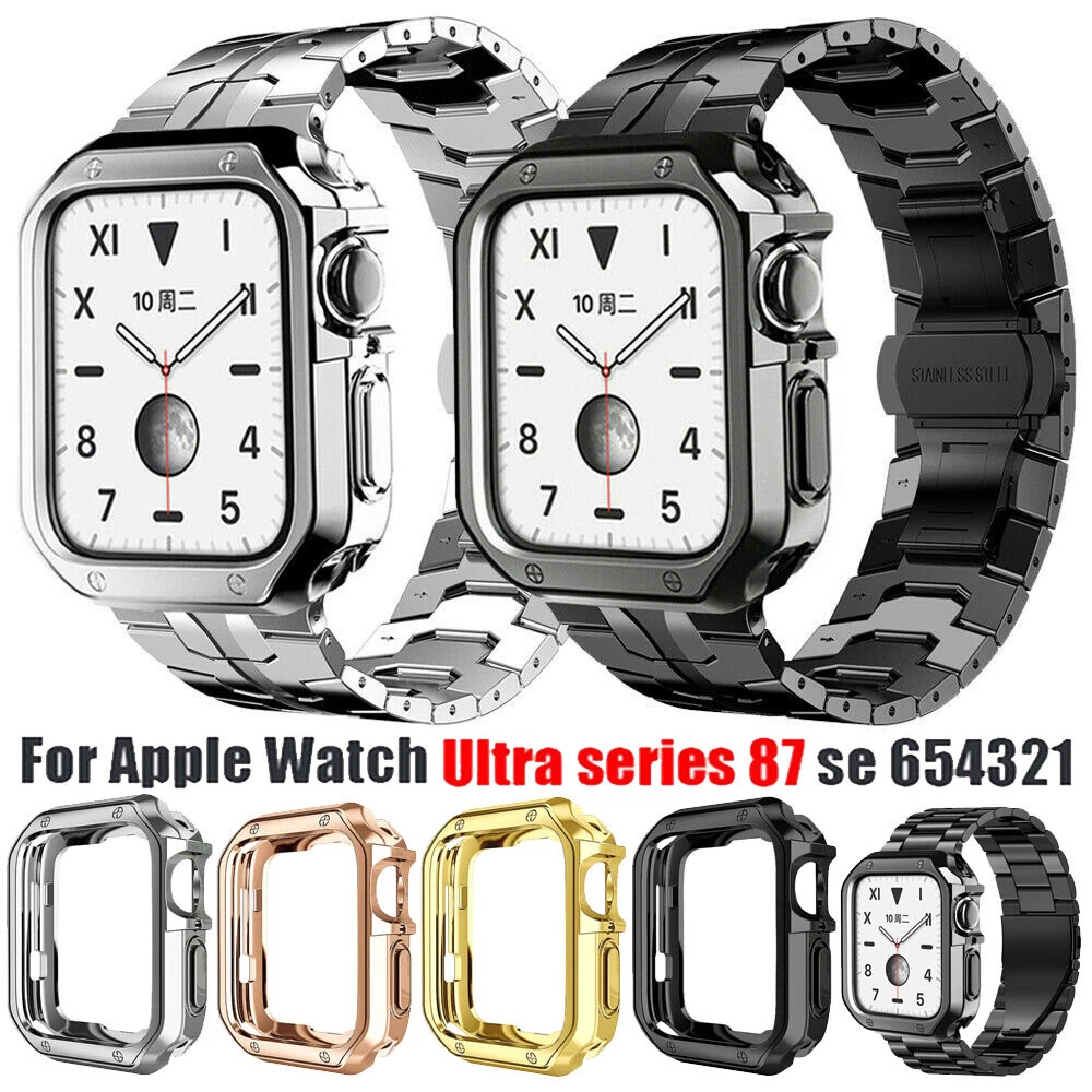 Stainless Steel Metal Strap Case For Apple Watch Ultra 2 Series 9 8 7 6 5 4 3 2