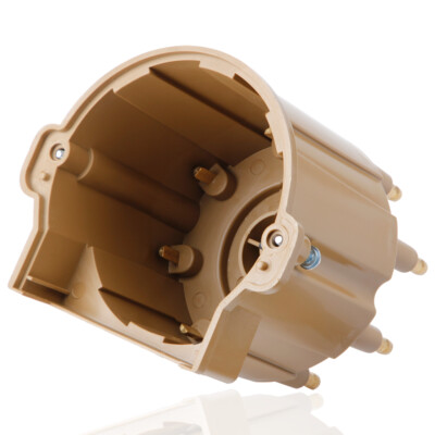 HEI Distributor Cap – Red With Brass Terminals – For GM Chevy Small Block Hot Rod / Rat Rod