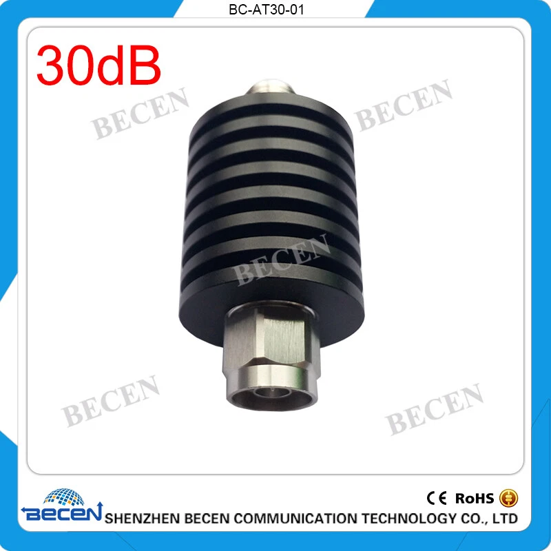 BECEN rf attenuator 30W N 30dB Attenuator Plug male to Jack female 30 Watt DC-3Ghz