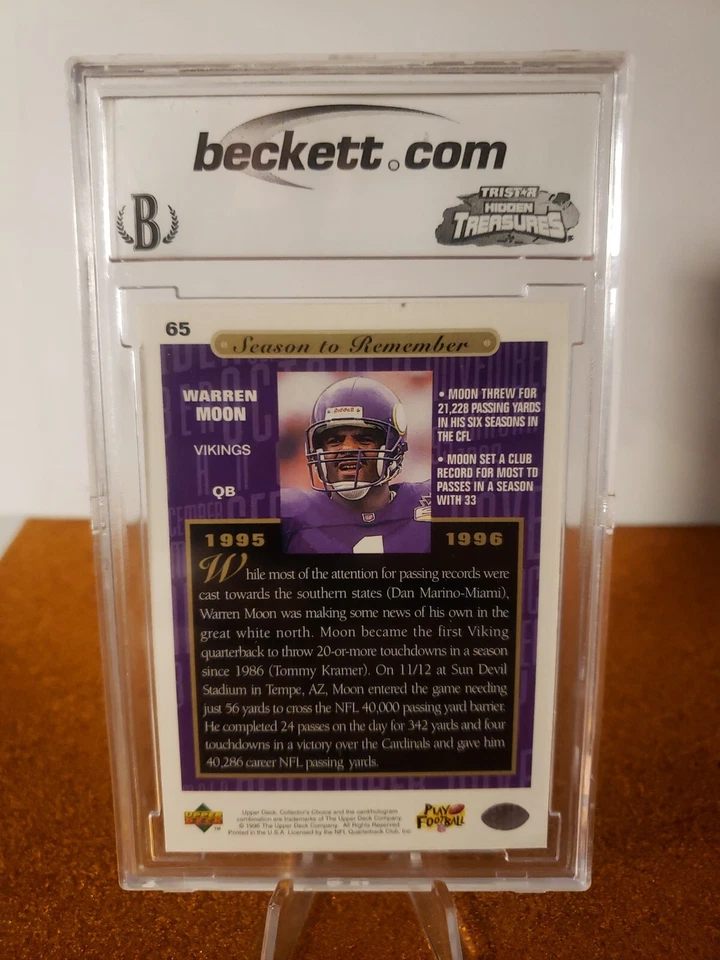 Warren Moon 1996 (VIKINGS) Collector's Choice #65 BCCG 9 MINT LOW POP!!! - Image 2 of 2