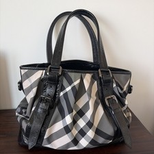 Burberry Black Beat Check Nylon Lowry Tote