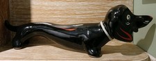 70's Vintage Retro Black Ceramic Dachshund 37.5cm Long (B10)