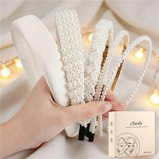 White Bridal Headbands, 5Pack Pearl Headbands Rhinestones Bridal Wedding Party S