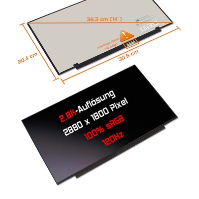 14'' LED Display matt passend für CSOT MNE007ZA1-6 2880x1800 120Hz 400Nits 