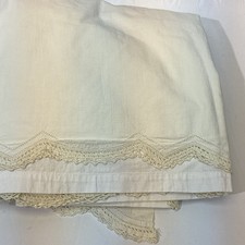 Lenzuolo piatto in pizzo smerlato all'uncinetto 80" x 84 bianco vintage