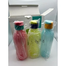 Tupperware Eco Bottle Set 760ml 3 Piece Flip Top Lid New In Box Colors