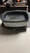 West Bend 4 Qt Slow Cooker Griddle White Blue Flowers Glass Lid