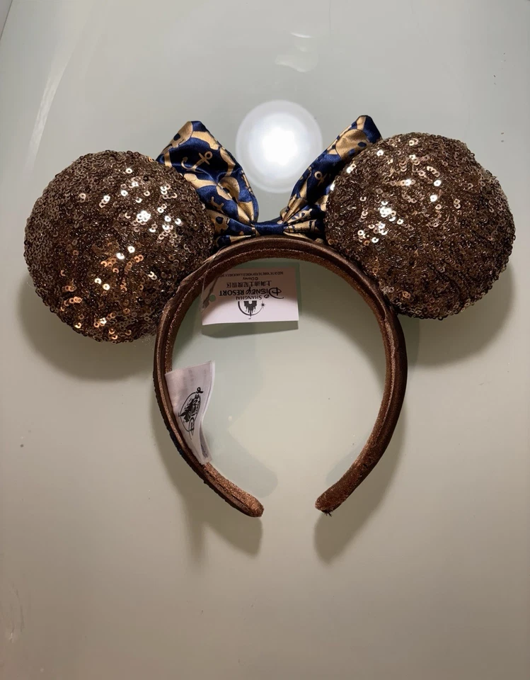 Diadema Oficial Orejas Disney Minnie Mouse Arco Azul Marino/Cobre Piratas Lentejuelas Nuevo con Etiquetas Foto 2 de 2