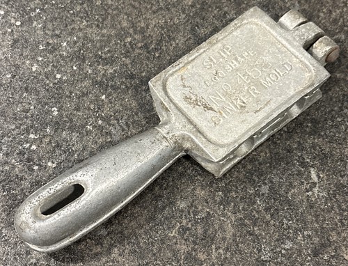 Vintage C Palmer Lead Fishing Sinker Mold No 452, 1/2 & 1 Oz Egg Shapeš„