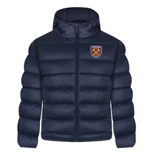 West Ham United FC Boys Quilted Jacket Hooded Winter Coat Kids Official Soccer G