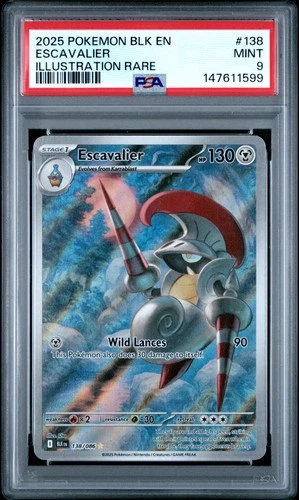 2025 POKEMON BLK EN-BLACK BOLT ILLUSTRATION RARE #138 ESCAVALIER PSA 9