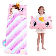 Kid Sleeping Bag with Pillow - Larger Nap Mat - Plush Slumber Bag for Unicorn