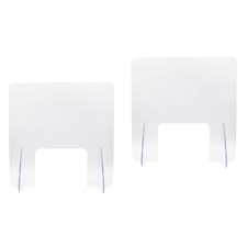 Image of 2 Count Sneeze Guard for Counter Clear Desk Shield Partition Panel Freestanding