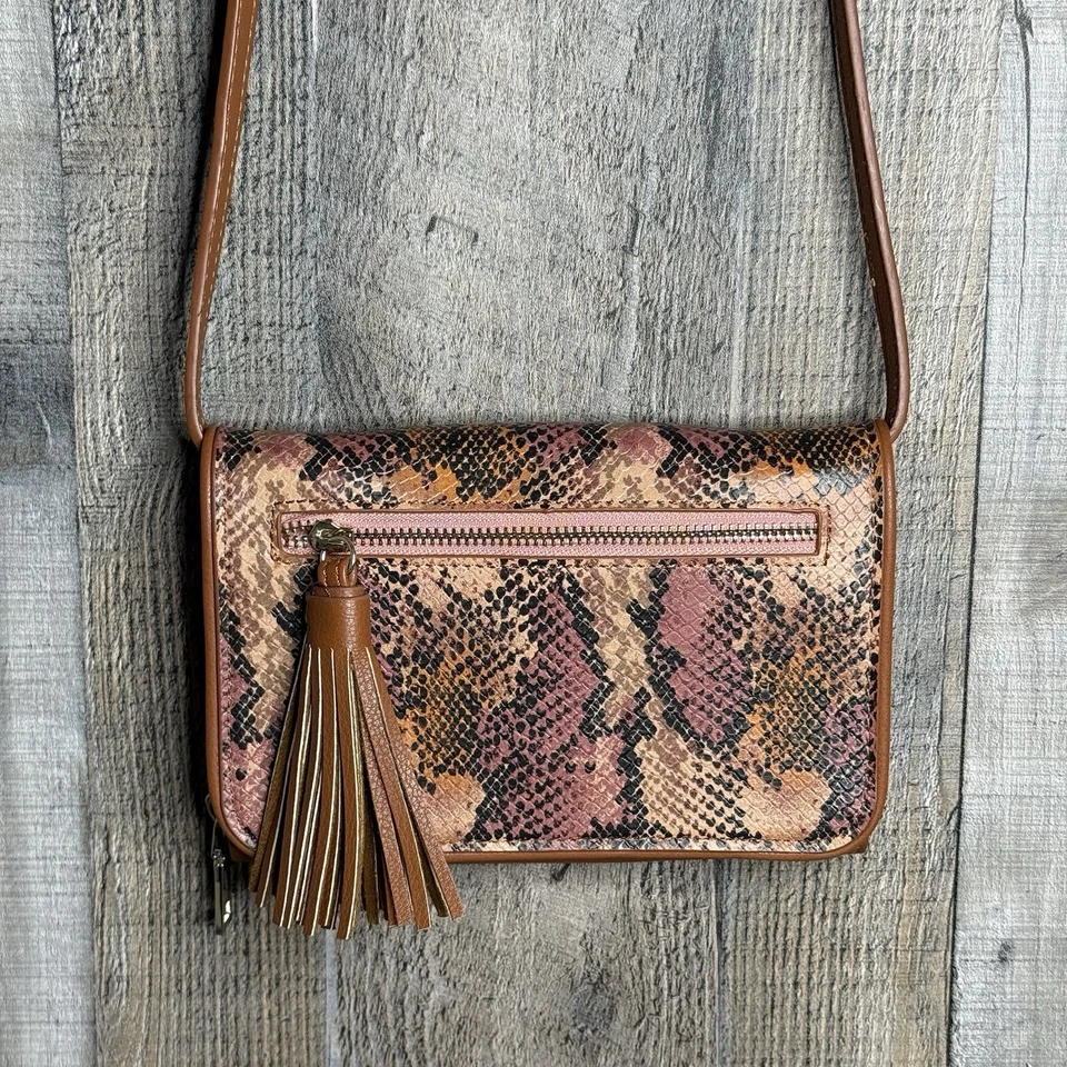 Mujer Antiguo Azul Marino Marrón Piel de Serpiente Imitación Cuero Pequeño Bolso de Hombro Cartera Usado en Excelente Condición Foto 2 de 4