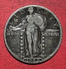 1929D US Standing Liberty SILVER Quarter! "Denver" Mint! VG! Old US Coin!