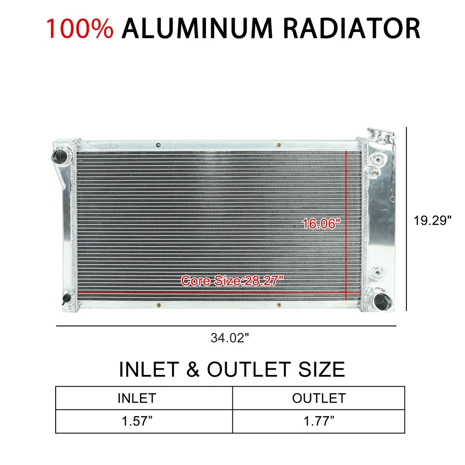 For 1967-1972 Chevy GMC C/K Series Pickup Truck 3 Row Aluminum Cooling Radiator - Изображение 2 из 4