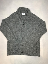 Old Navy Cardigan Sweater Mens L Gray Shawl Collar Button Knit Thick Cozy