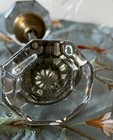 Antique Vintage Pair 8 Point Manganese Mirror Glass Brass Collar Knobs w/Spindle — photo 8