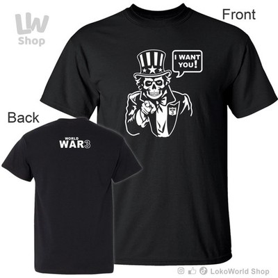 I want You! Uncle Sam, Skull, Gothic, Unisex Black T-shirt