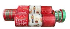Christmas Decorative Ribbon Rolls Holiday Craft Gift Wrap Lot Of 10 Wired  Non