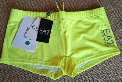 EMPORIO ARMANI 'EA7' Men's Square-Cut Yellow Swim Suit Briefs IT 48 / US 32 NWT!