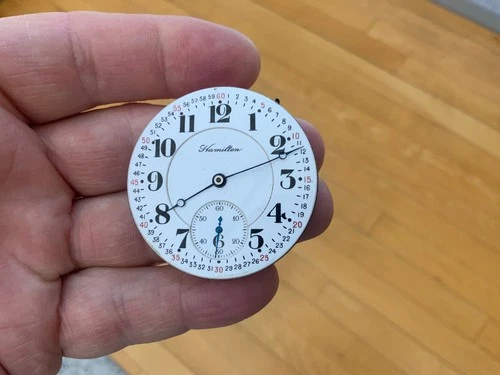 ANTIQUE 1919 HAMILTON 978 18s 17j POCKET WATCH MOVEMENT MONTGOMERY DIAL RUNS