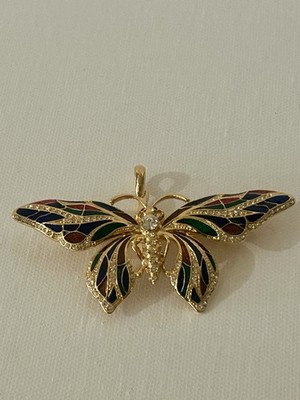 Camrose & Kross JBK Jacqueline Kennedy Butterfly Brooch Pendant Necklace  no box