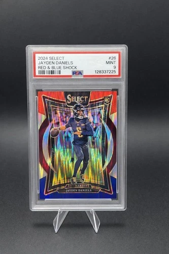 2024 Panini Select Red Blue Shock Jayden Daniels Rookie #26 PSA MINT 9
