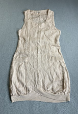 100% Linen Dress Balloon Lagenlook Pockets Womens S/M Made in Italy