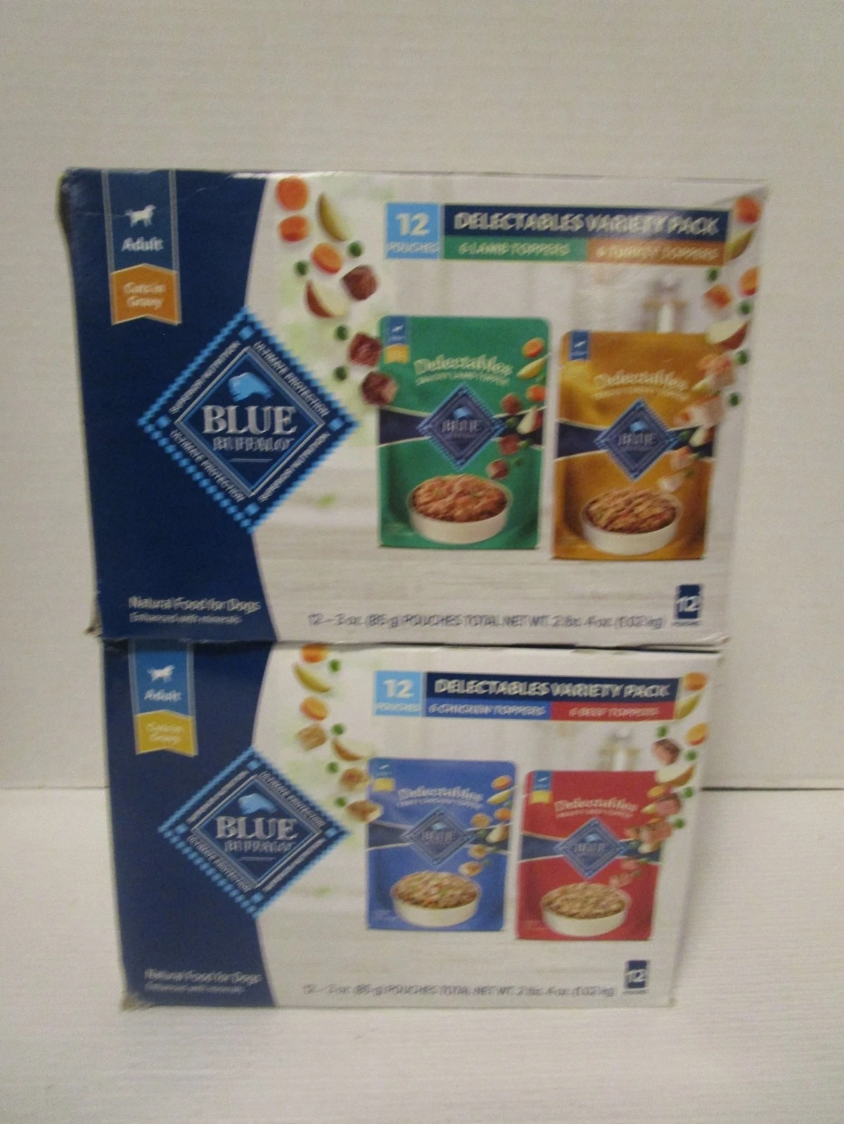 Blue Buffalo Delectables Natural Wet Dog Food Toppers Variety Packs x 2