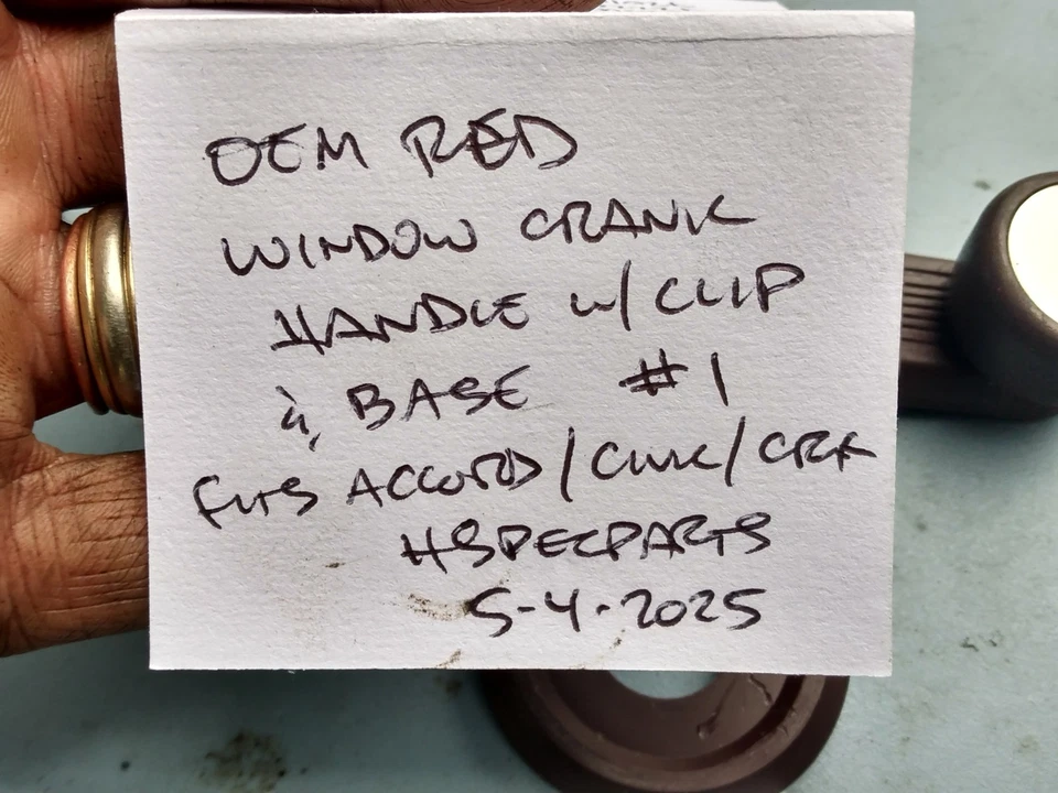 Honda Acura Handle Manual Crank Door Panel Window Glass Knob Clip Base Red OEM - Image 2 of 4