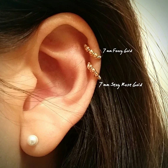 Cartilage earring 14k gold filled tiny nose ring hoops gold tragus hoop earrings - Image 2 of 4