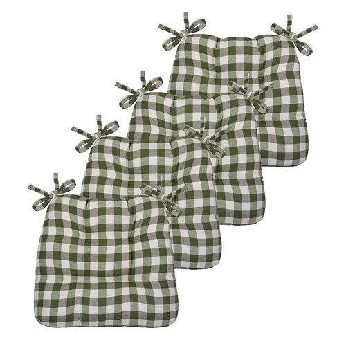 Gingham Plaid Checkered Country Farmhouse Chair Cushions - Assorted Colors - 第 30/54 張圖片