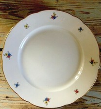 Richard Ginori Porcellana Vassoio Piatto Tondo Decoro Fiori Filo Oro