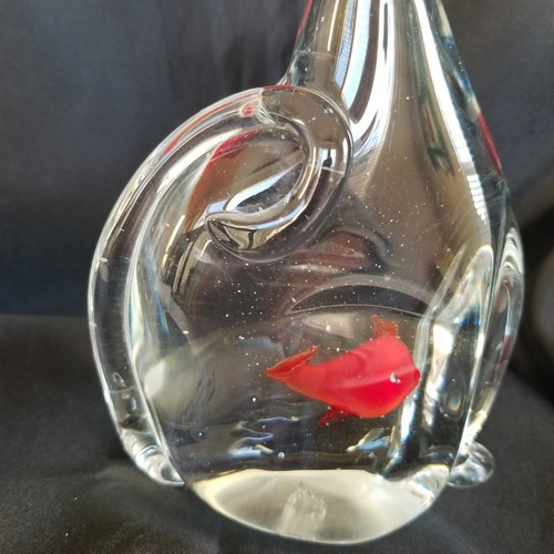 Whimsical Vintage Murano Glass Cat Sculpture Figurine with Goldfish in Tummy - Picture 8 of 13