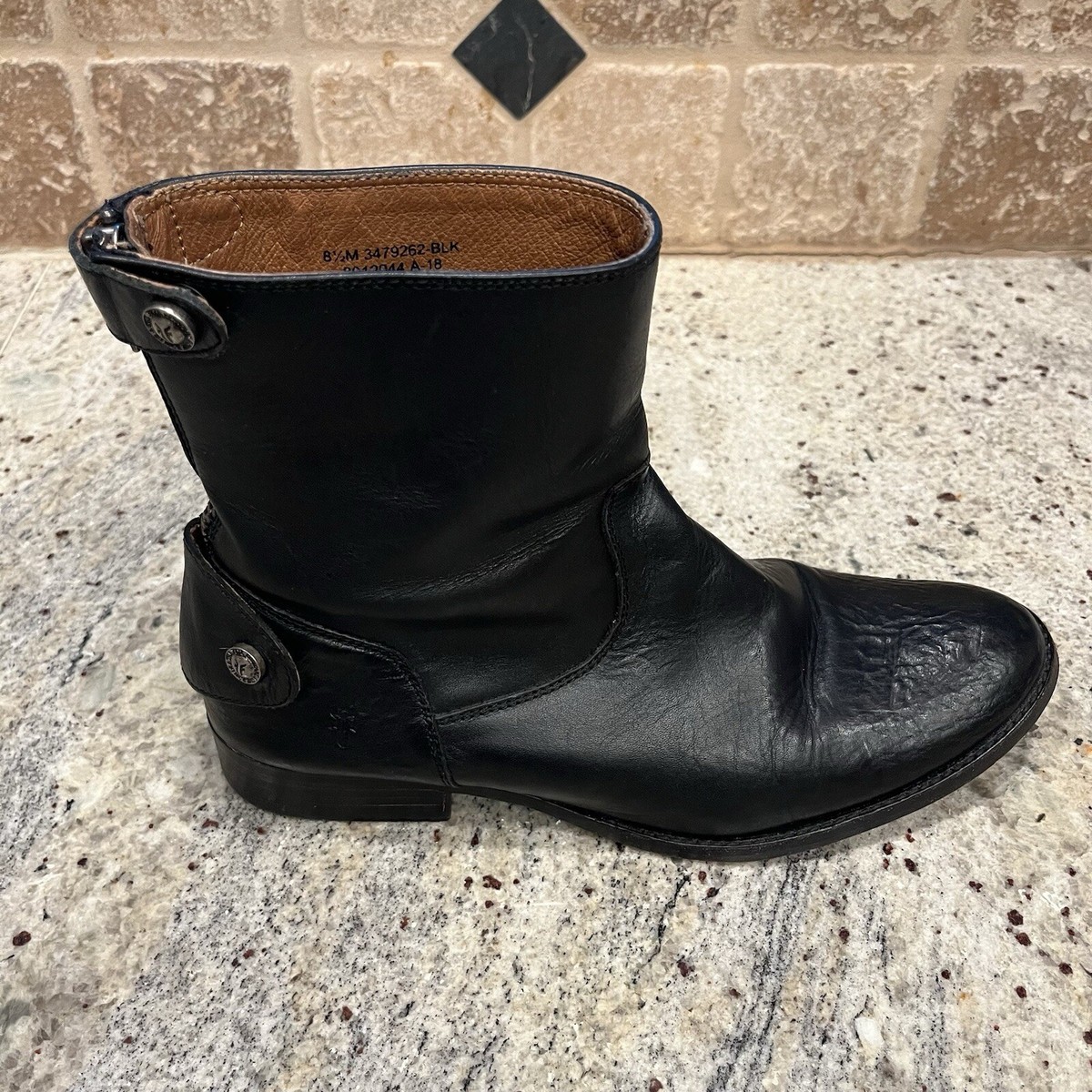 Frye Boots Women M Bootie Ankle Zip Black Leather Mexico Made