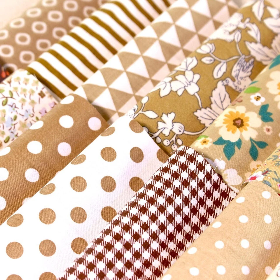 100 Mix Brown Fabric 4" Cotton  Squares Bundle Quilting Scrap Sewing Craft DIY - Image 4 of 4