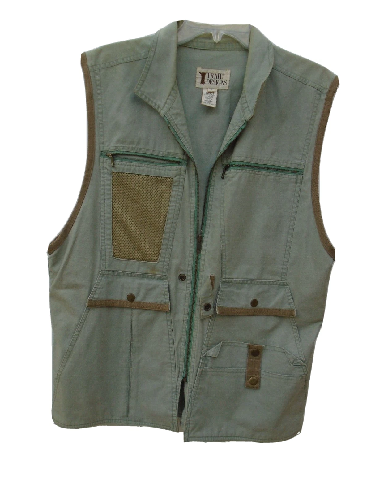 Trail Designs Men's Safari Photographers Travelers Jeans Vest 30303 Size M Green