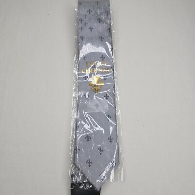 Tucci  Fleur De Lys Silver Mens Silk Necktie NWOT