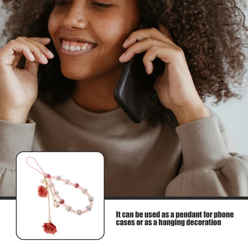 Gypsum Flower Mobile Phone Chain Ladies Beaded Lanyard Wrist Strap Cellphone - Zdjęcie 9 z 12