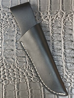 Black Up & Down Open Top Belt Loop Fix Blade Knife Leather Sheath